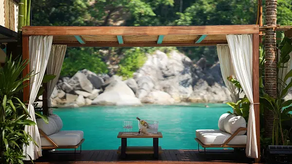 Private cabana on YONA, the floating beach club